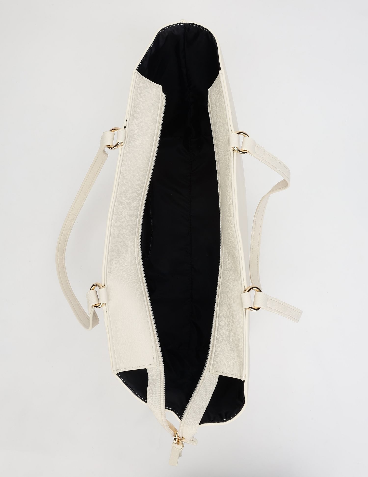 Tommy Hilfiger Striped Beige Pu Tote Bag