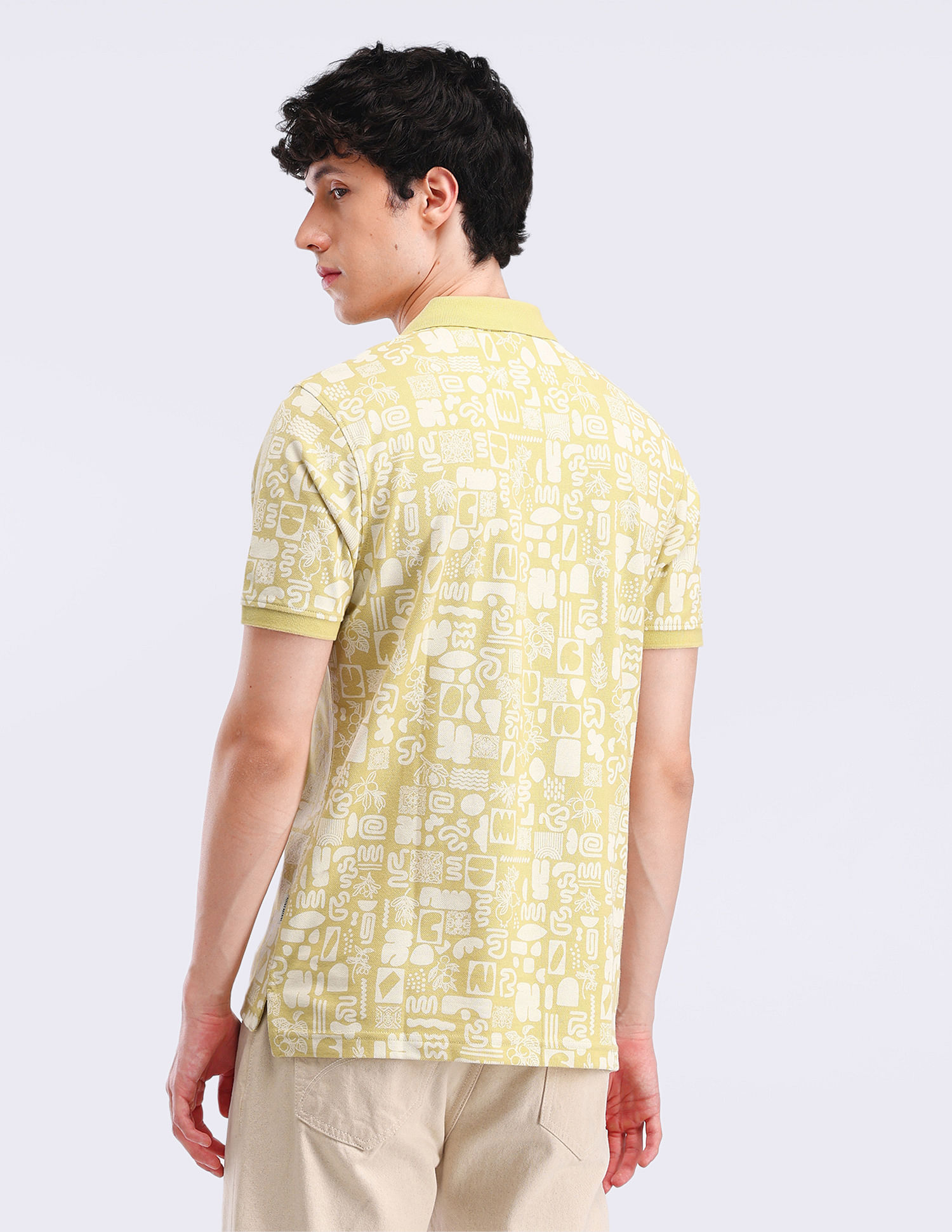 Flying Machine Abstract Print Regular Fit Polo Shirt