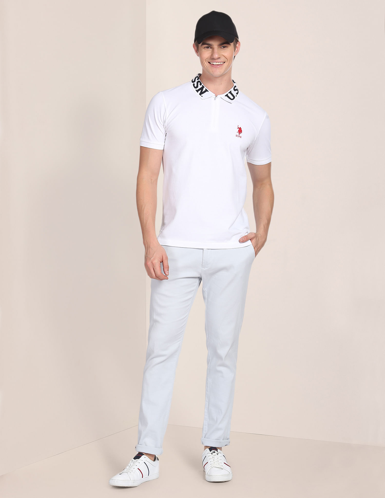 U.S. Polo Assn. Branded Collar Slim Fit Polo Shirt