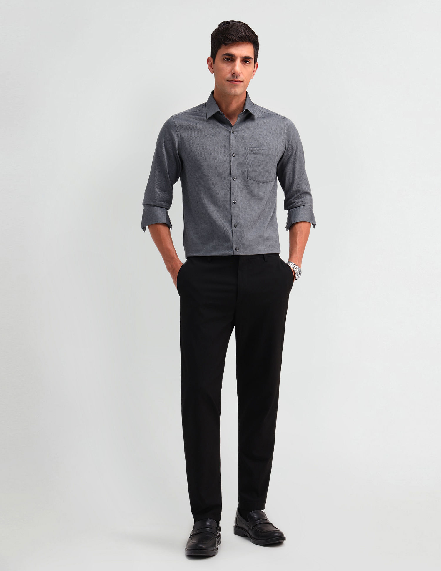 Arrow Slim Fit Dobby Printed Shirt