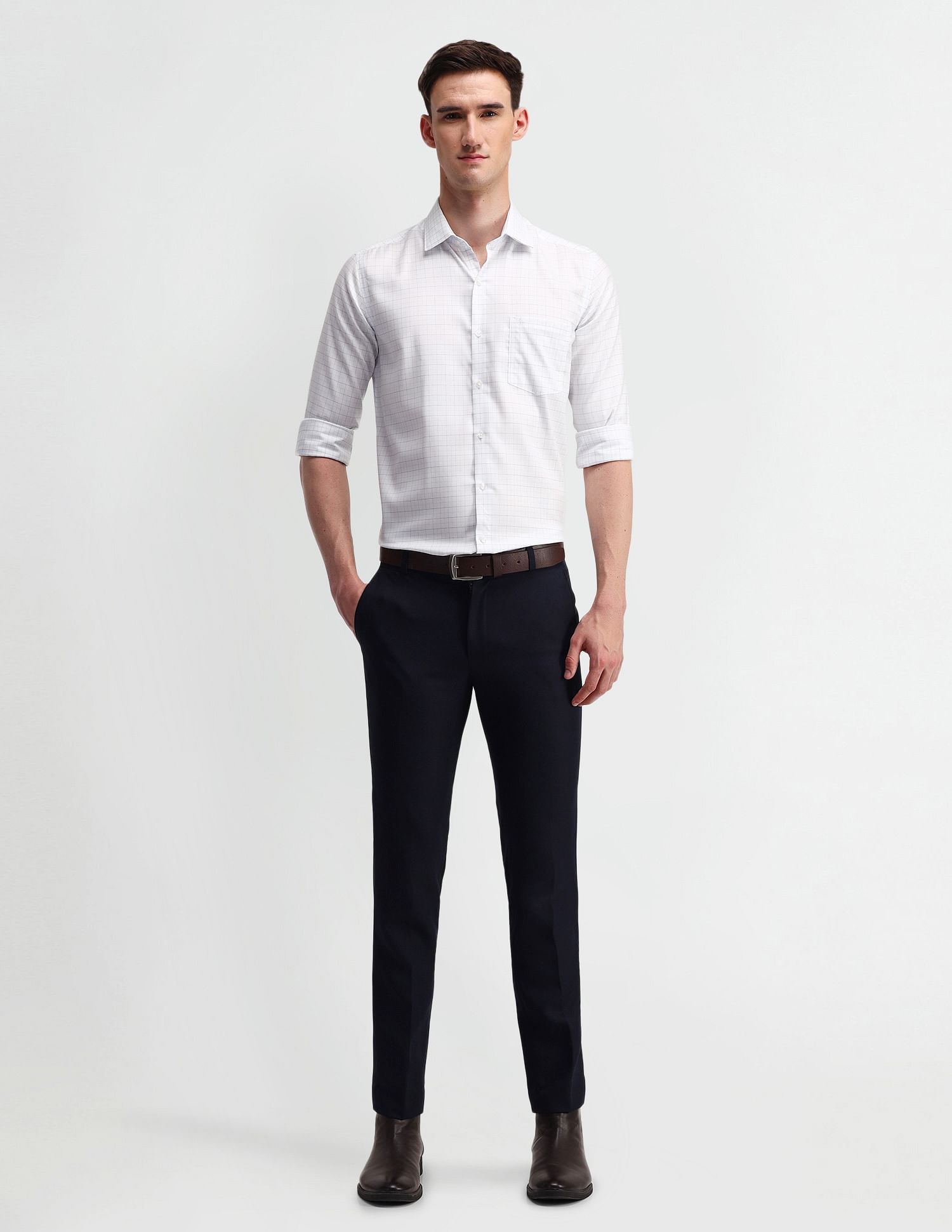 Arrow Grid Tattersall Checks Cotton Shirt