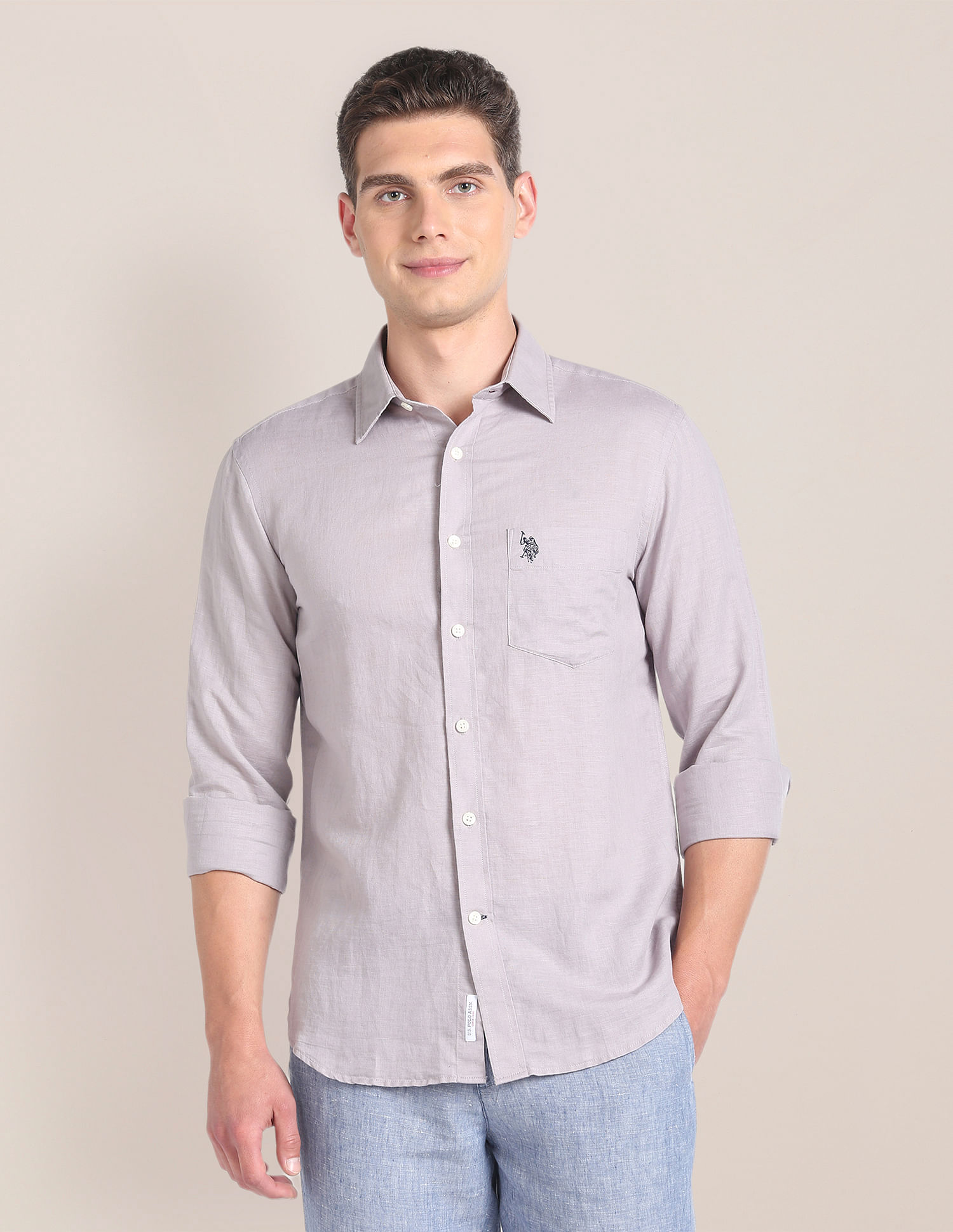 U.S. Polo Assn. Solid Linen Blend Shirt
