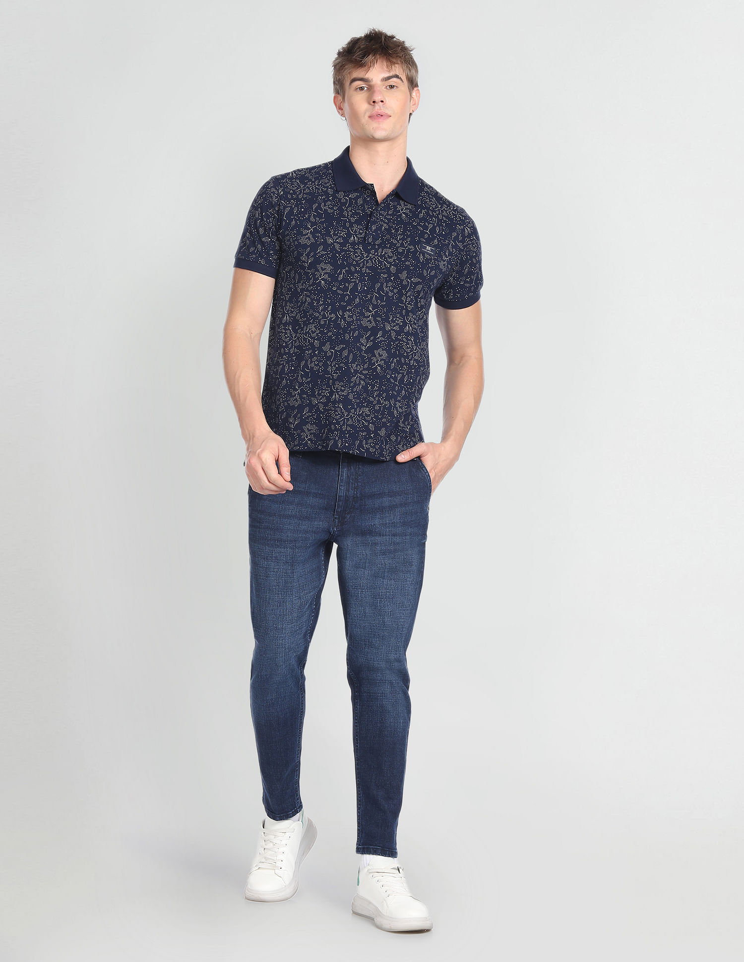 Flying Machine Graphic Print Cotton Polo Shirt