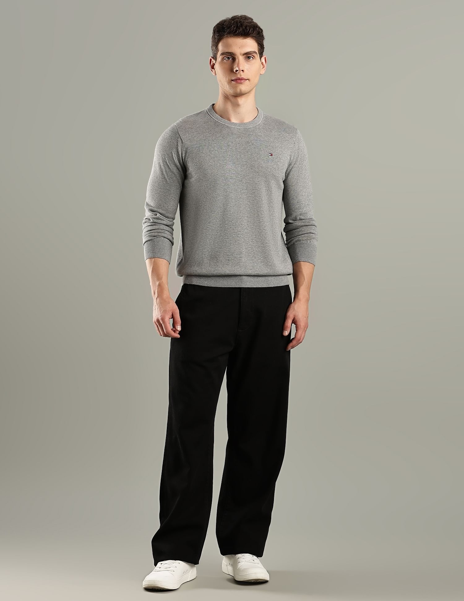Tommy Hilfiger Solid Regular-Fit Cotton Sweater