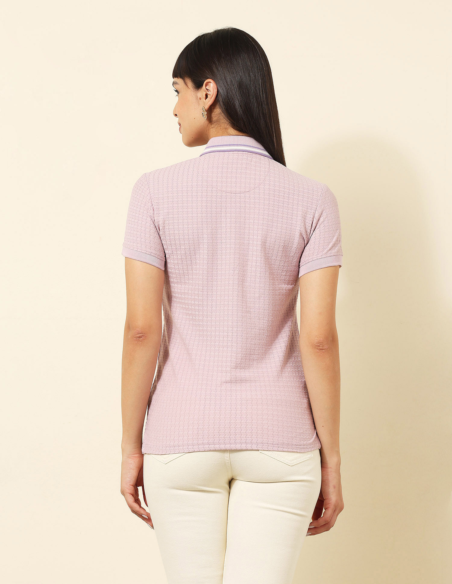 U.S. Polo Assn. Women Regular Fit Textured Polo Shirt