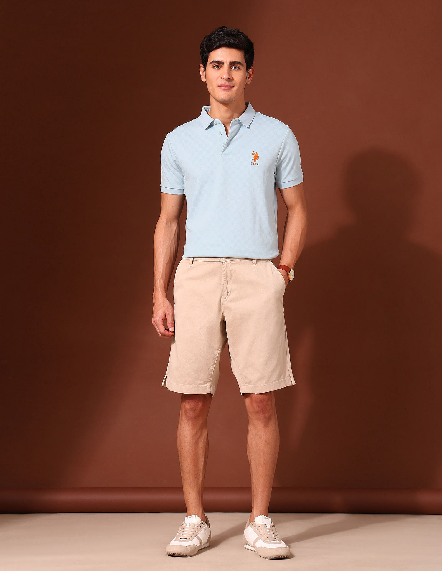 U.S. Polo Assn. Textured Slim Fit Working Holiday Polo Shirt