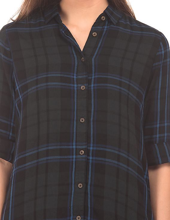 U.S. Polo Assn. Women Longline Check Shirt