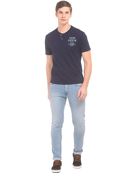 U.S. Polo Assn. Denim Co. Muscle Fit Slub Knit Henley T-Shirt