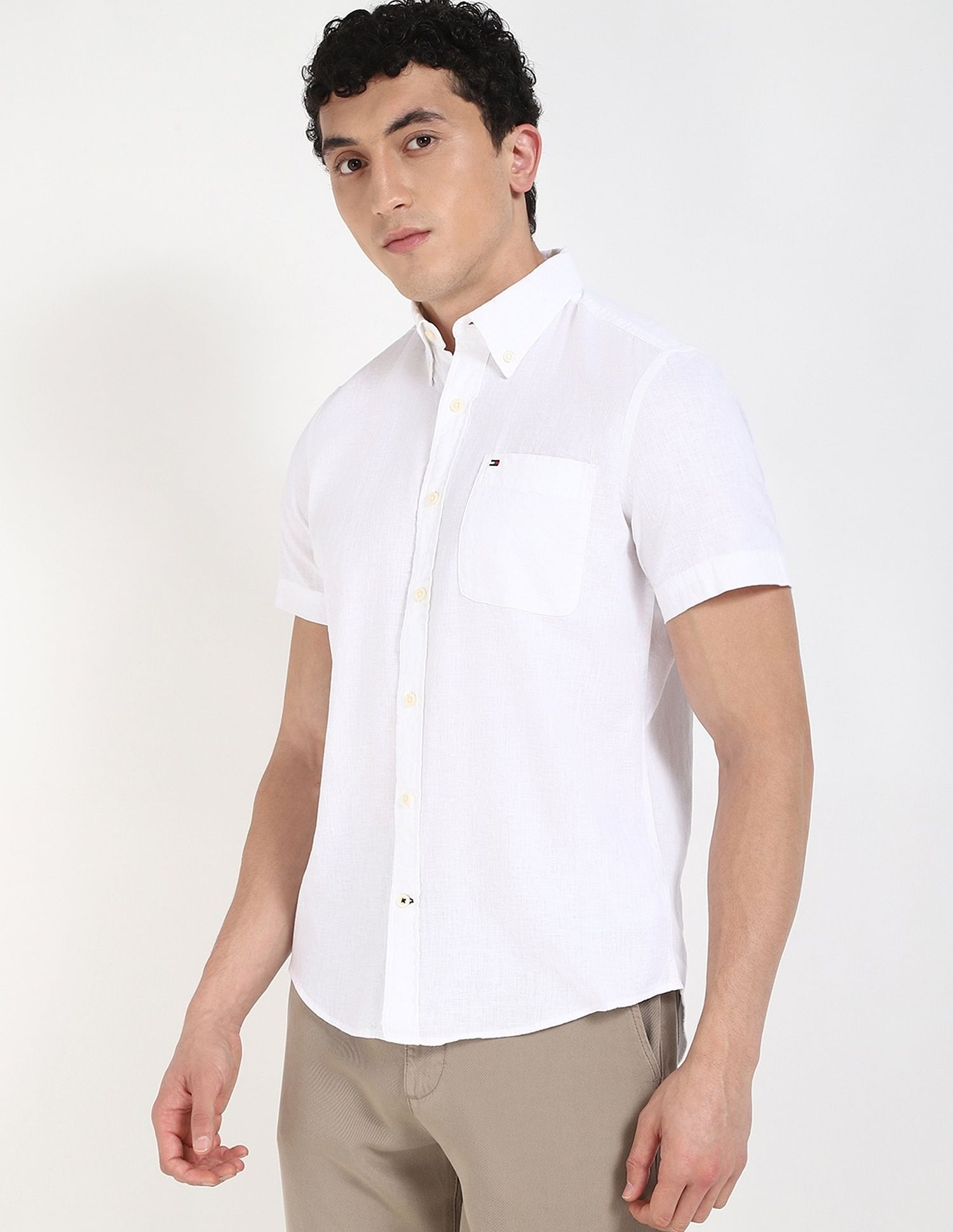 Tommy Hilfiger Solid Regular-Fit Cotton Shirt