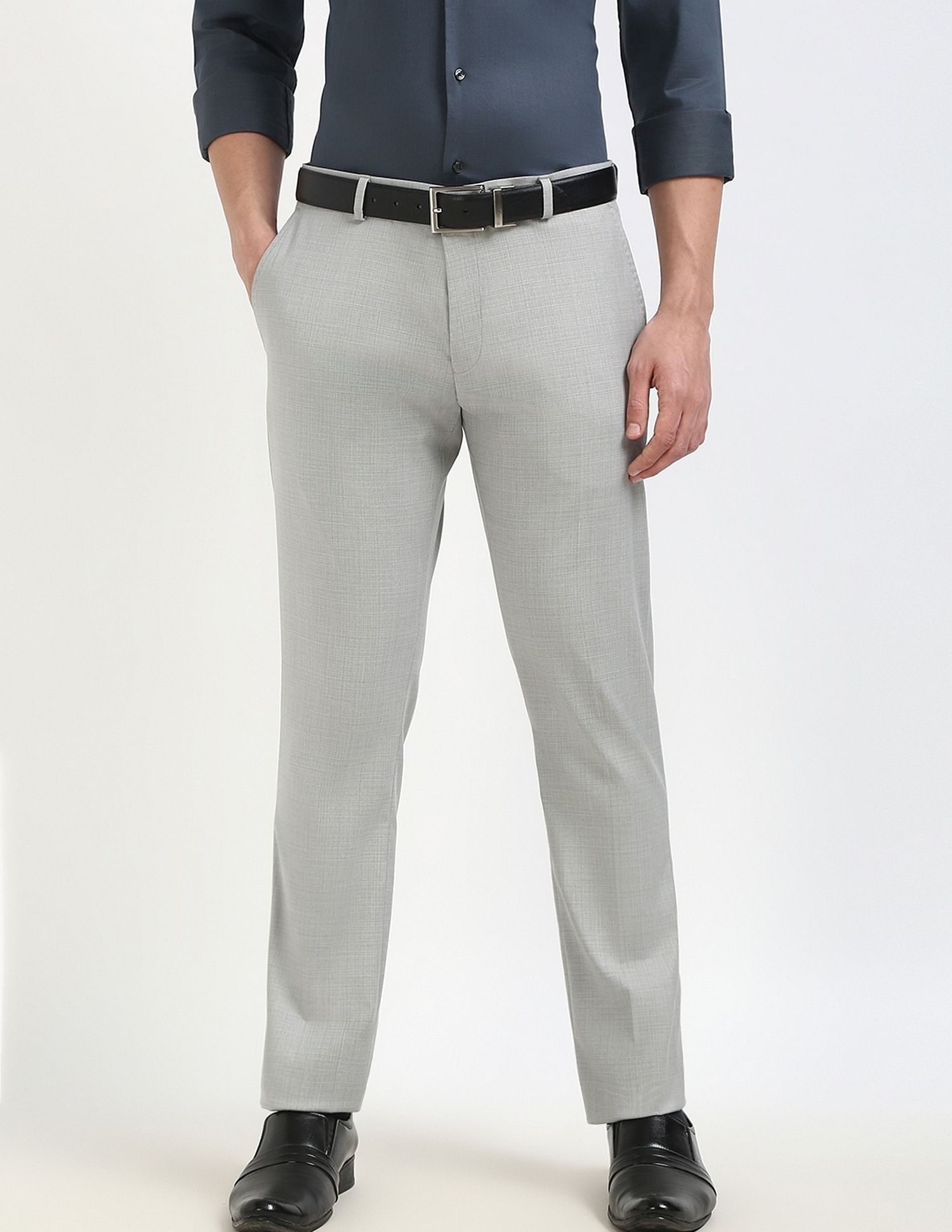 Tommy Hilfiger Regular-Fit Self-Design Mid-Rise Trouser
