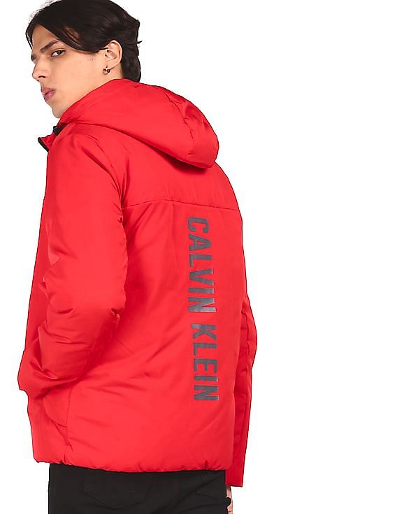 Buy Calvin Klein Men Red Brand Print Hooded Jacket NNNOW