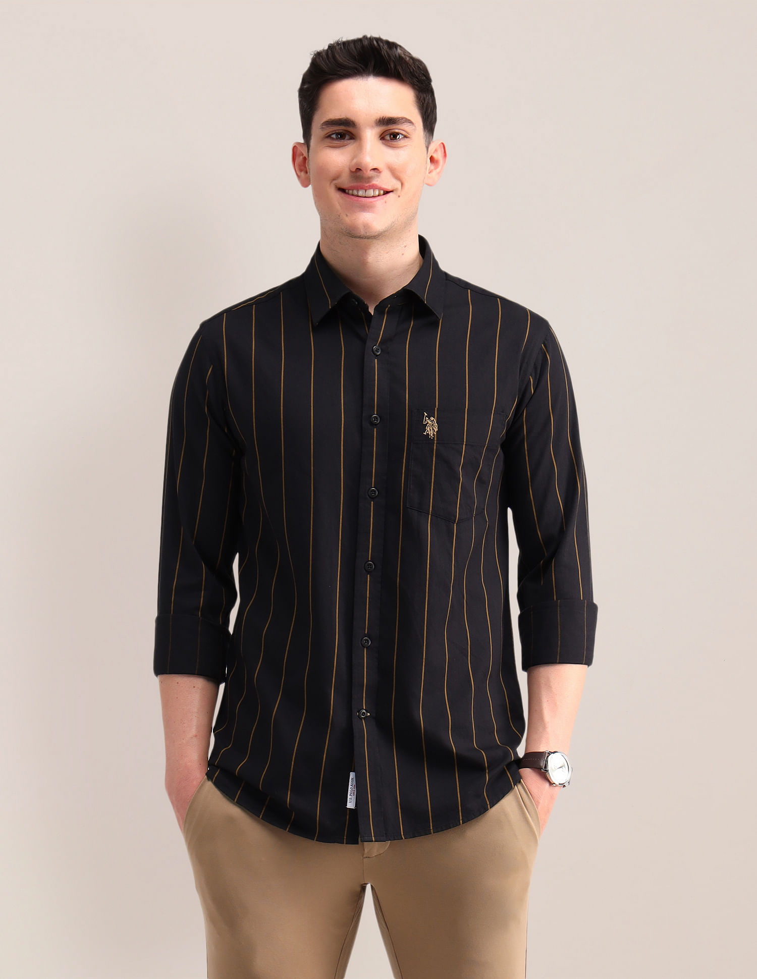 U.S. Polo Assn. Tailored Fit Twill Striped Shirt