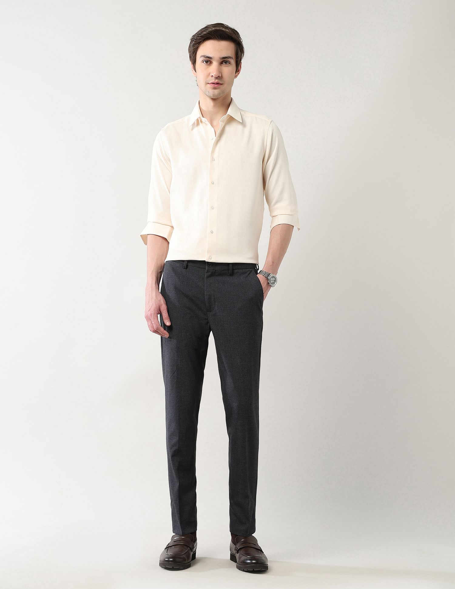 Arrow Newyork Mid Rise Slim Fit Autoflex Trousers