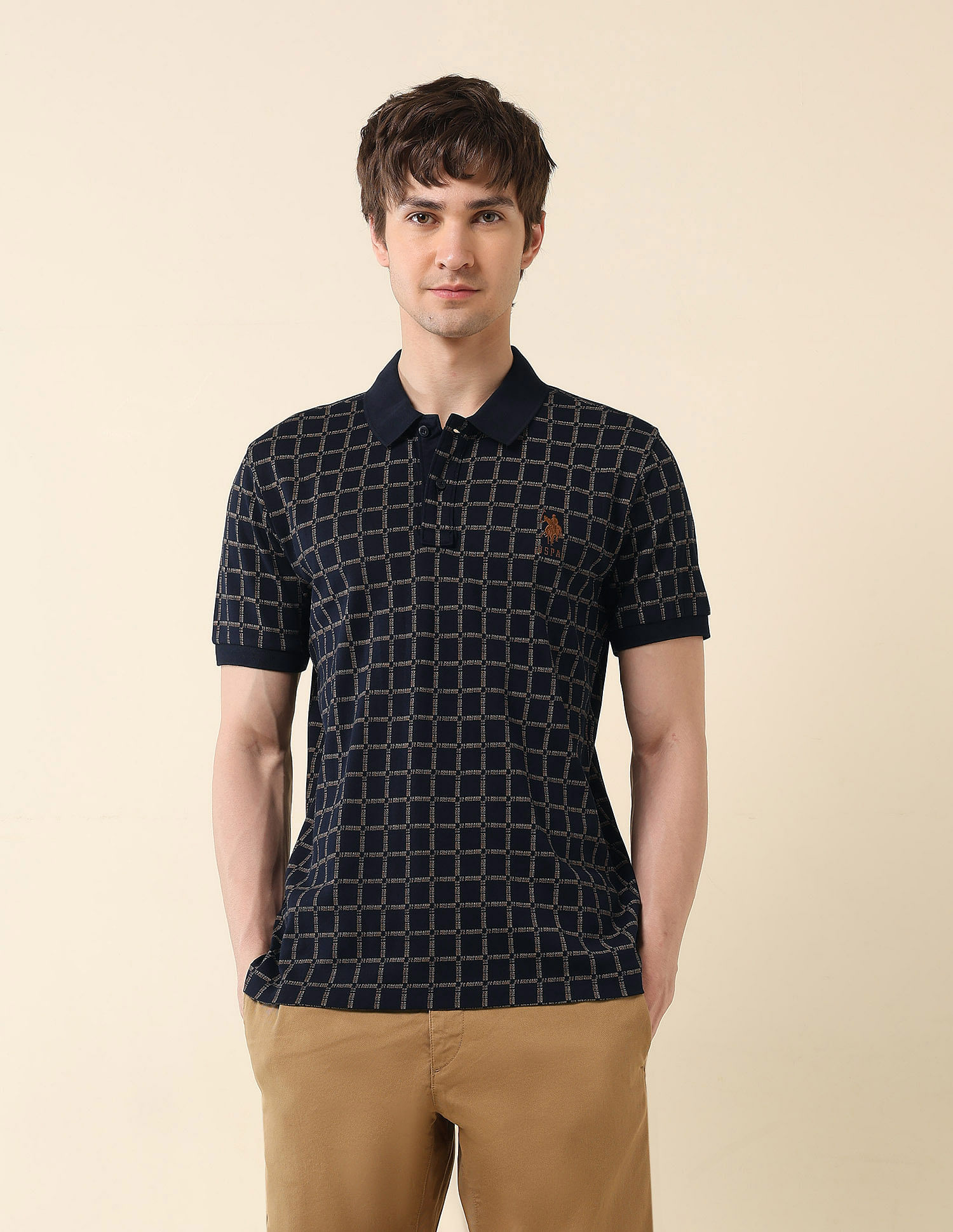 U.S. Polo Assn. Brand Printed Gold Cup Polo Shirt