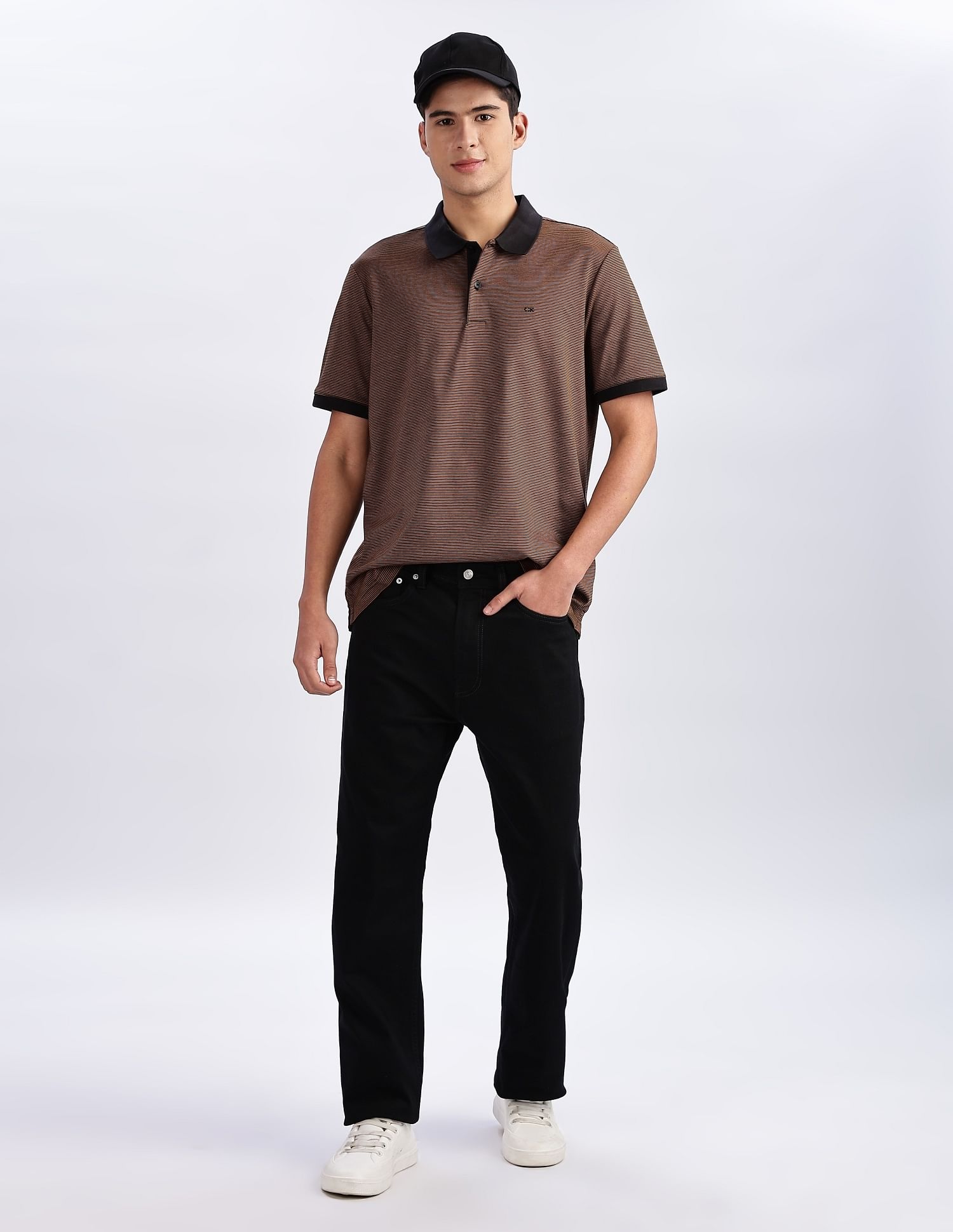 Calvin Klein Jeans Regular-Fit Pinstripes Cotton Polo Shirt