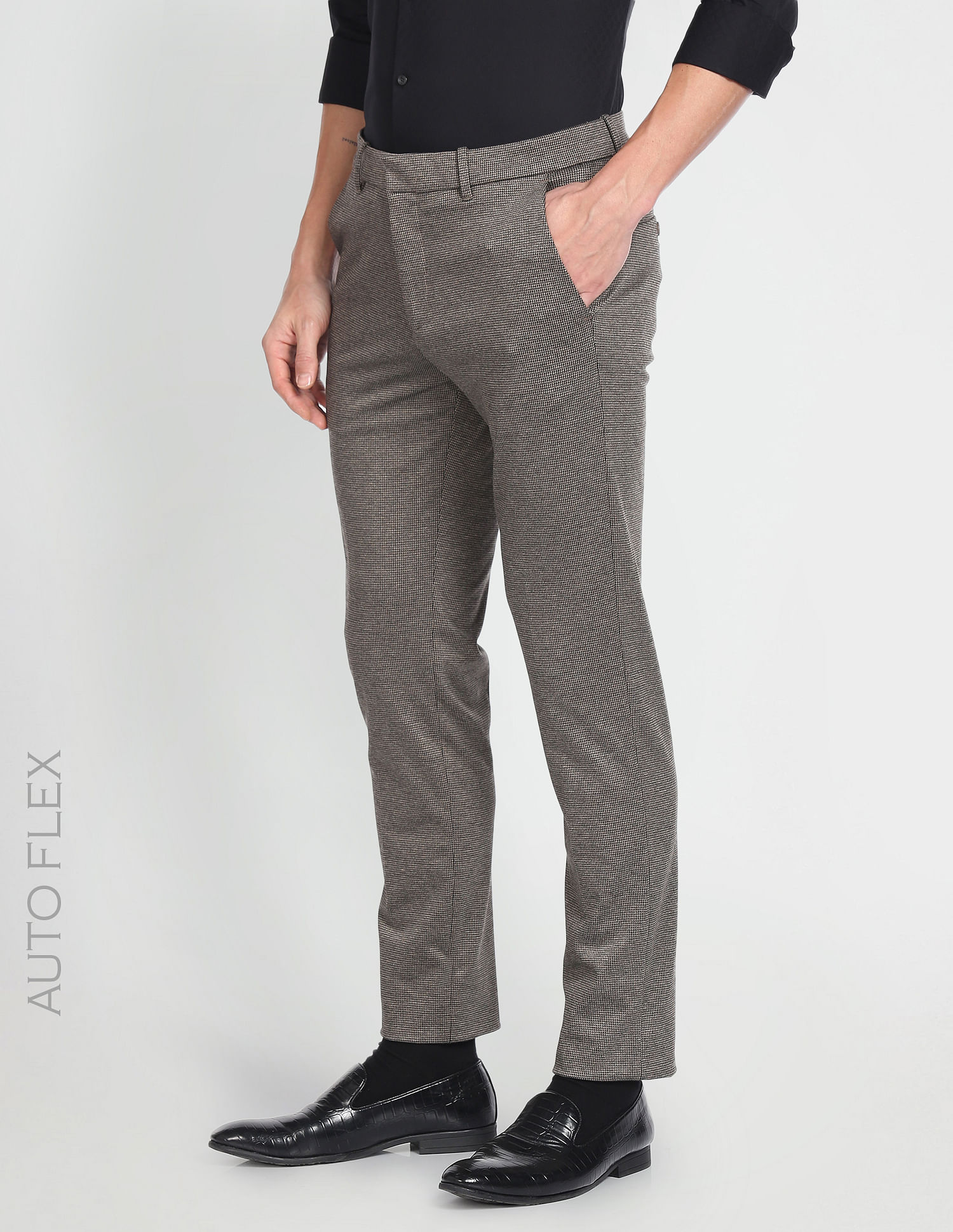 Buy Arrow Hudson Regular Fit Heathered Trousers - NNNOW.com
