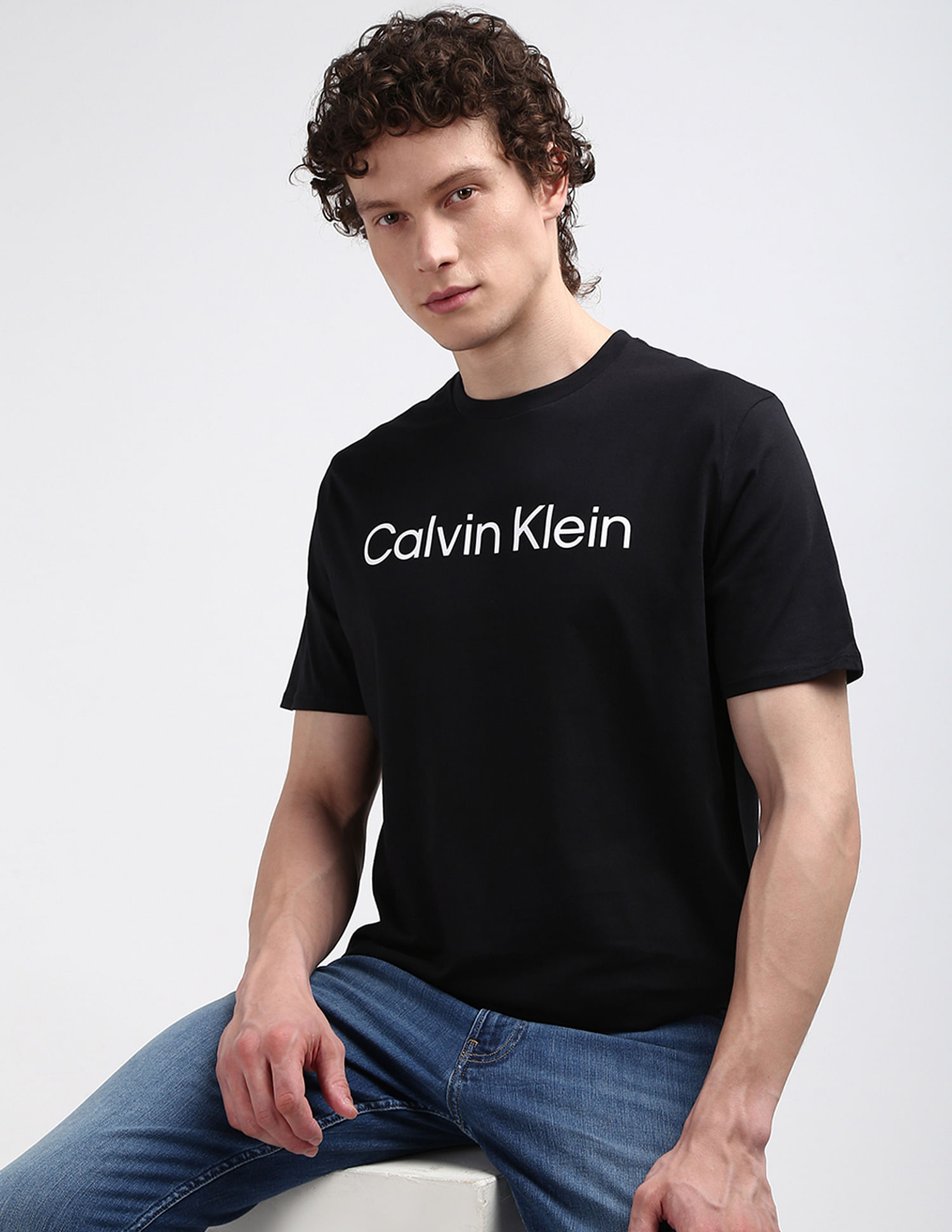 Calvin Klein Brand Print Cotton T-Shirt