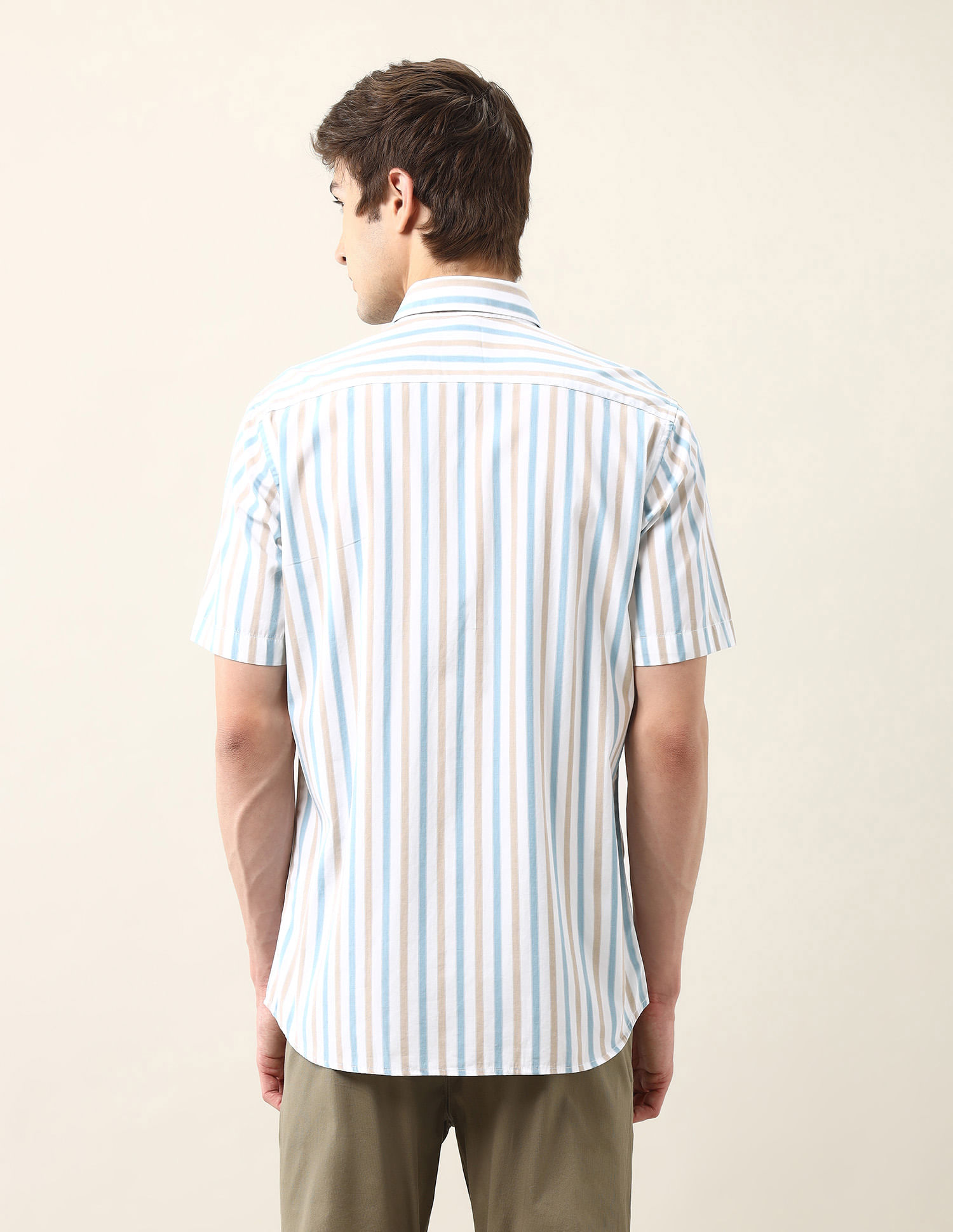 Arrow Sport Vertical Striped Regular Fit Air Soft Shirt