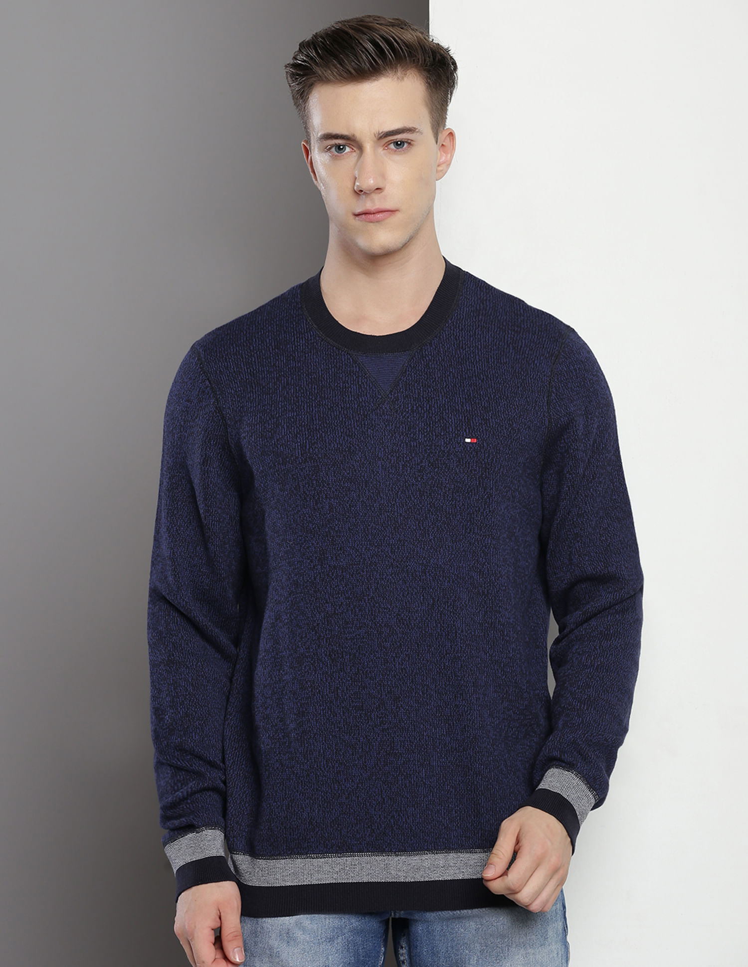 Tommy Hilfiger Striped Hem Cotton Sweater