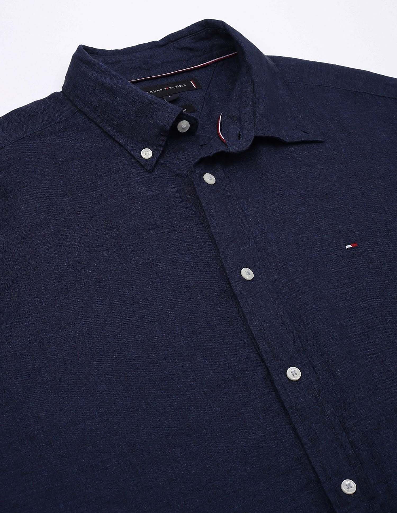 Tommy Hilfiger Solid Regular Fit Plain Woven Shirt