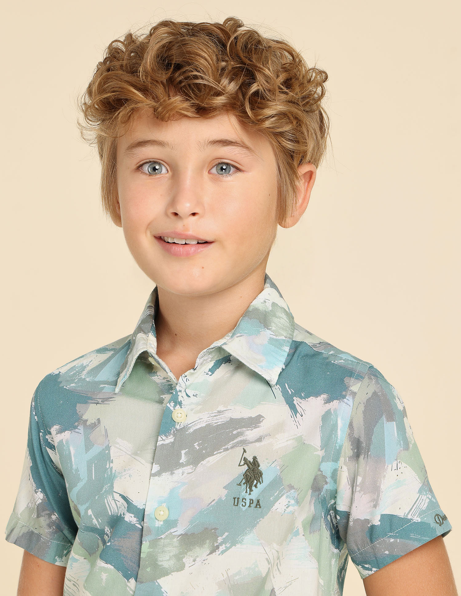 U.S. Polo Assn. Kids Boys Regular Fit Abstract Printed Shirt