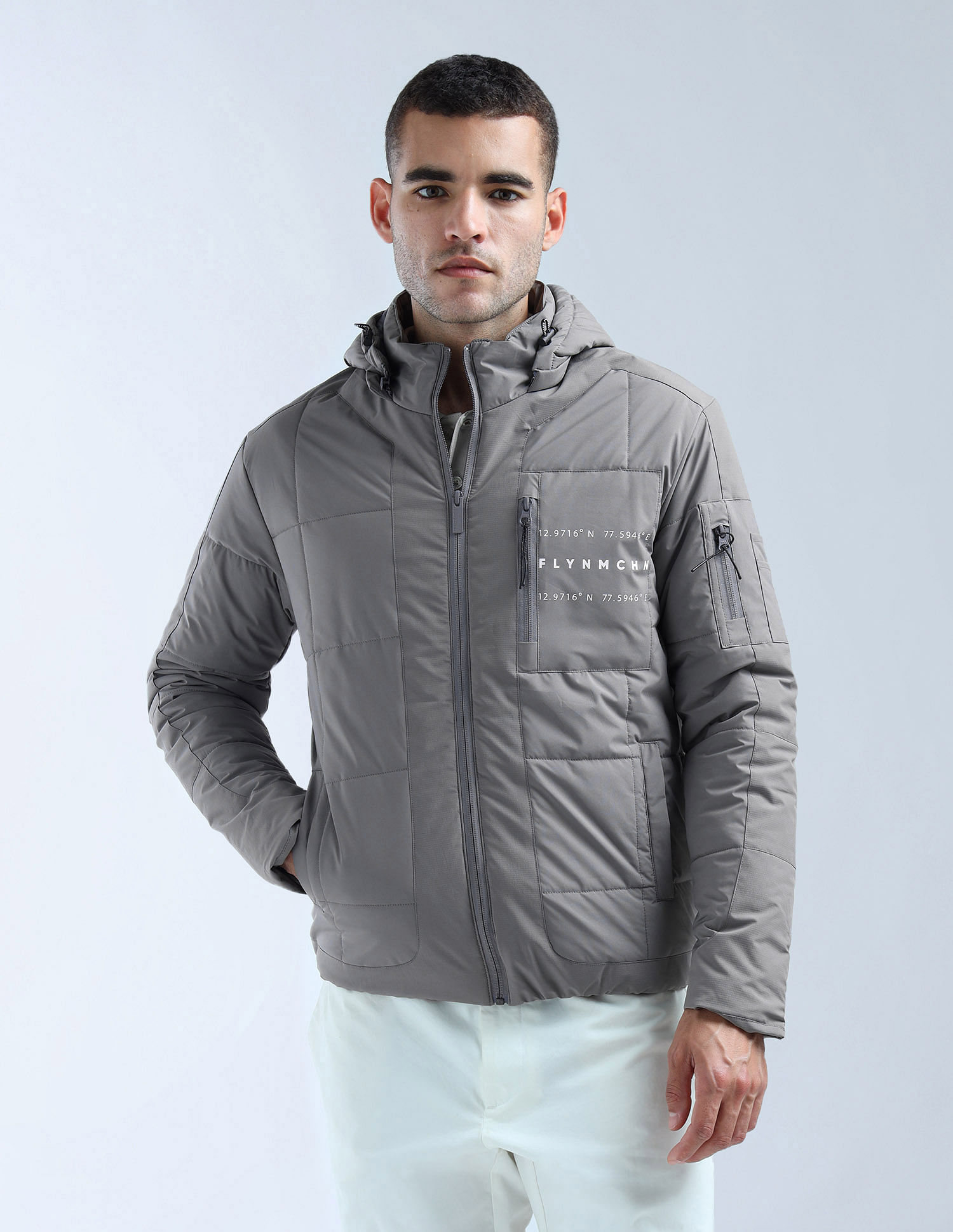 Flying Machine Solid Regular Fit Puffer Jacket