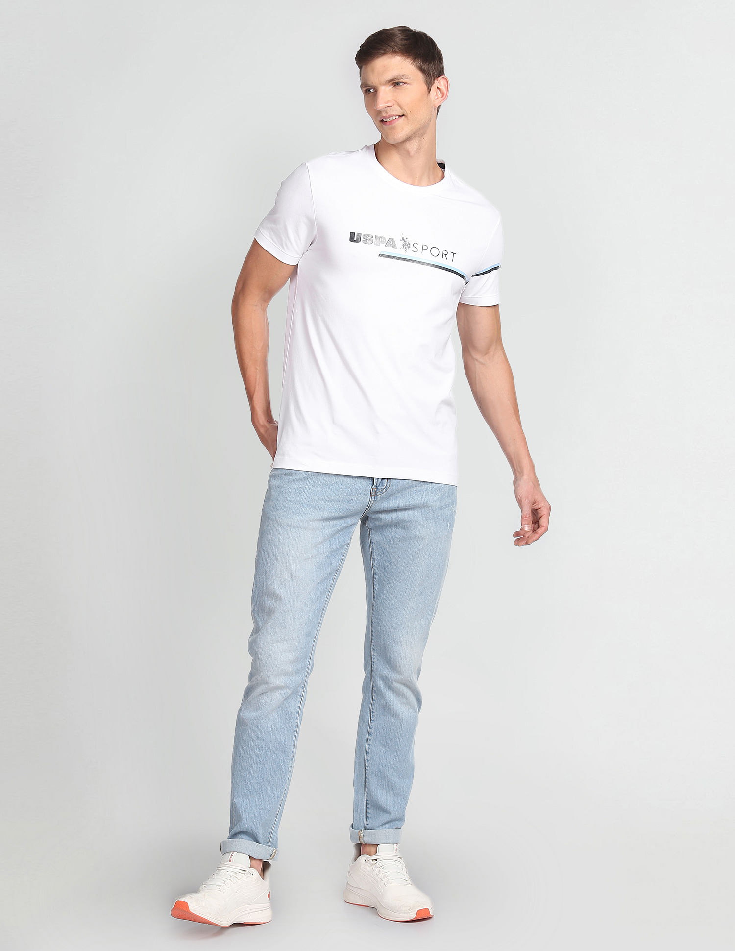 USPA Active Slim Fit Brand Print T-Shirt