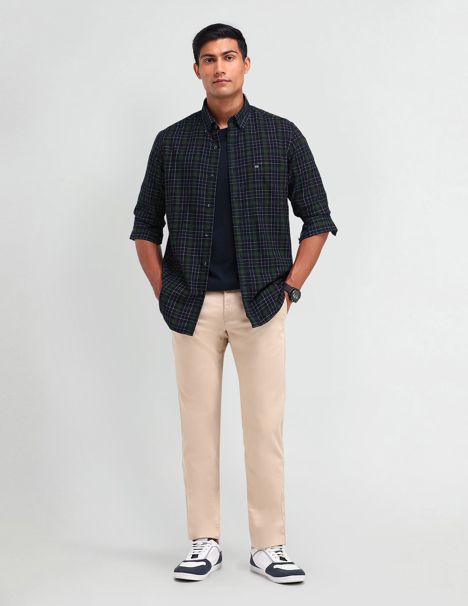 Arrow Sport Manhattan Slim Plaid Checked Shirt