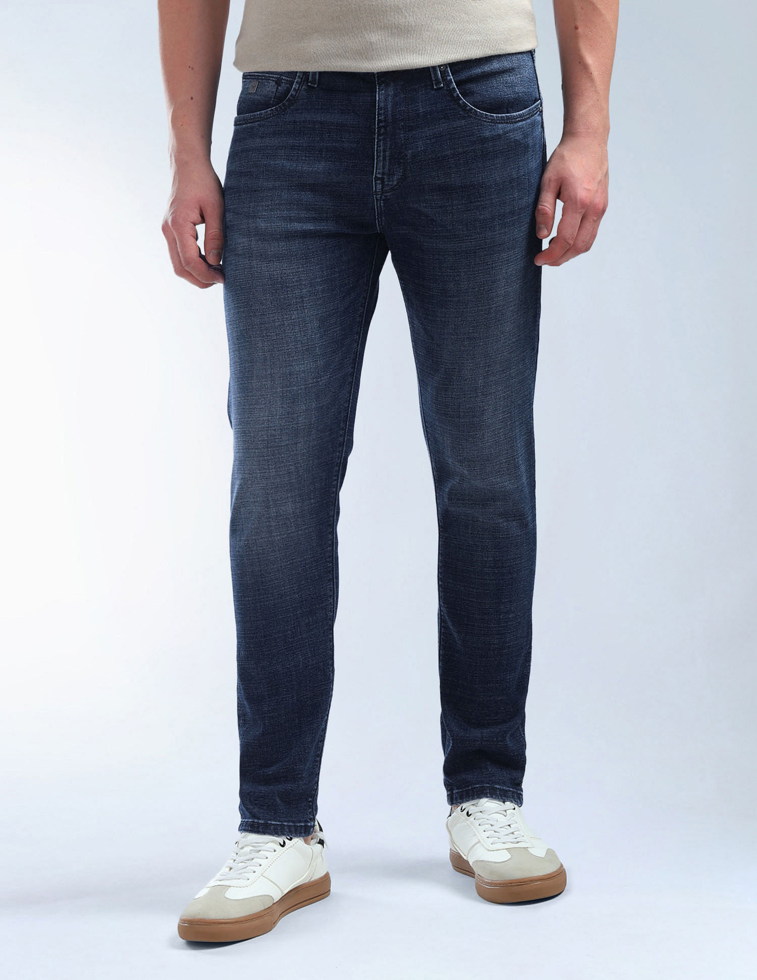 Flying Machine Slash Slim Tapered Fit Mid Rise Jeans