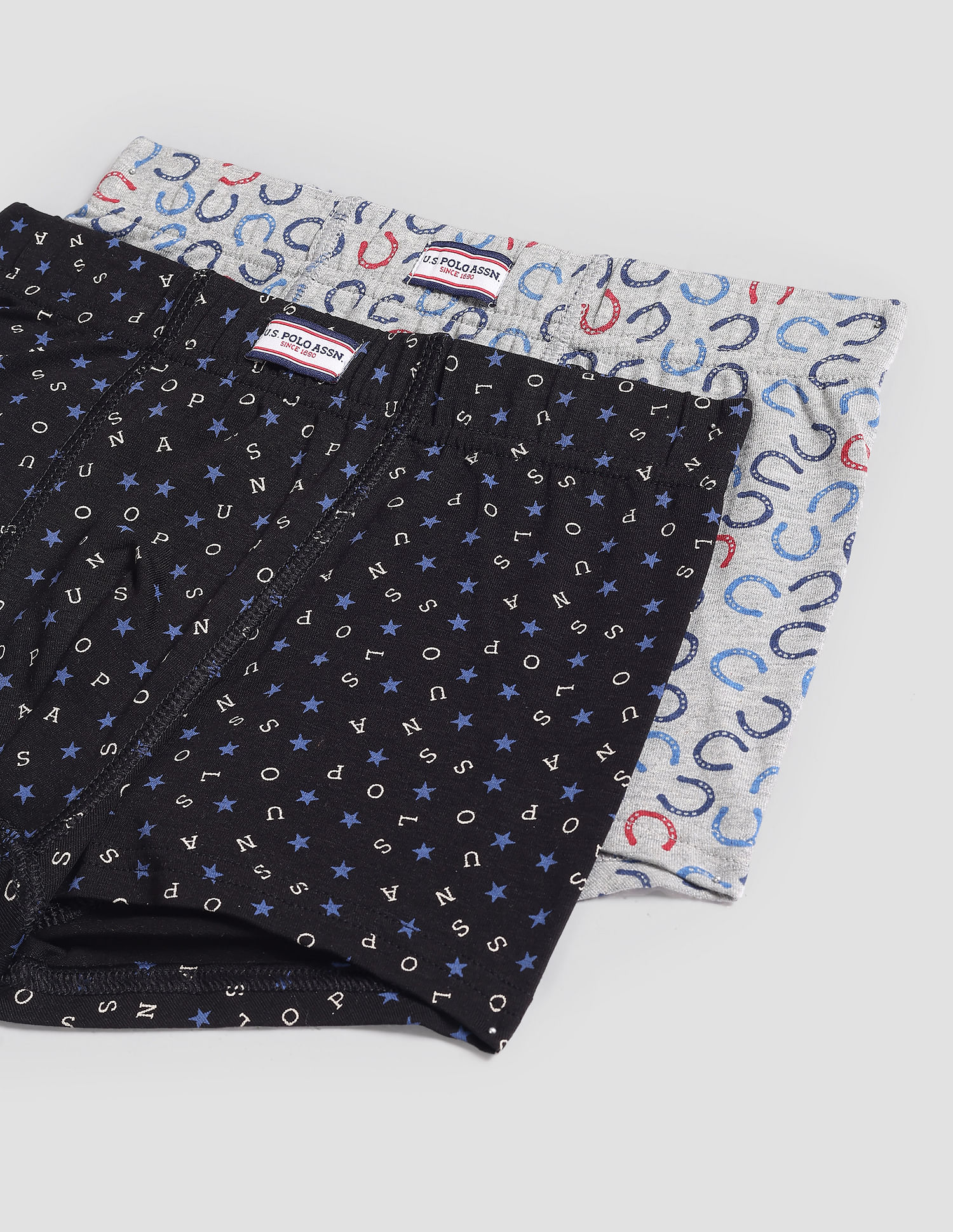USPA Innerwear Boys Mid Rise Cotton Spandex OKT01 Trunks - Pack Of 2