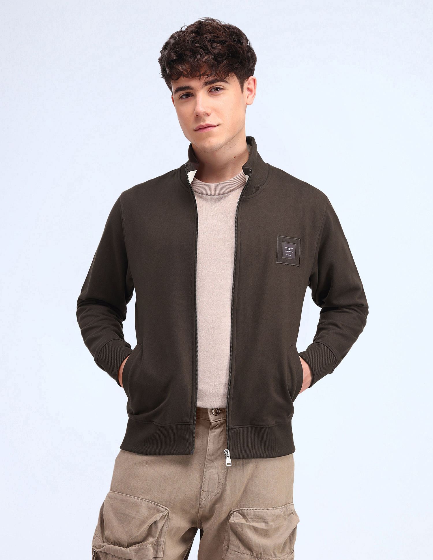 Flying Machine Regular Fit Solid Sweatshirt