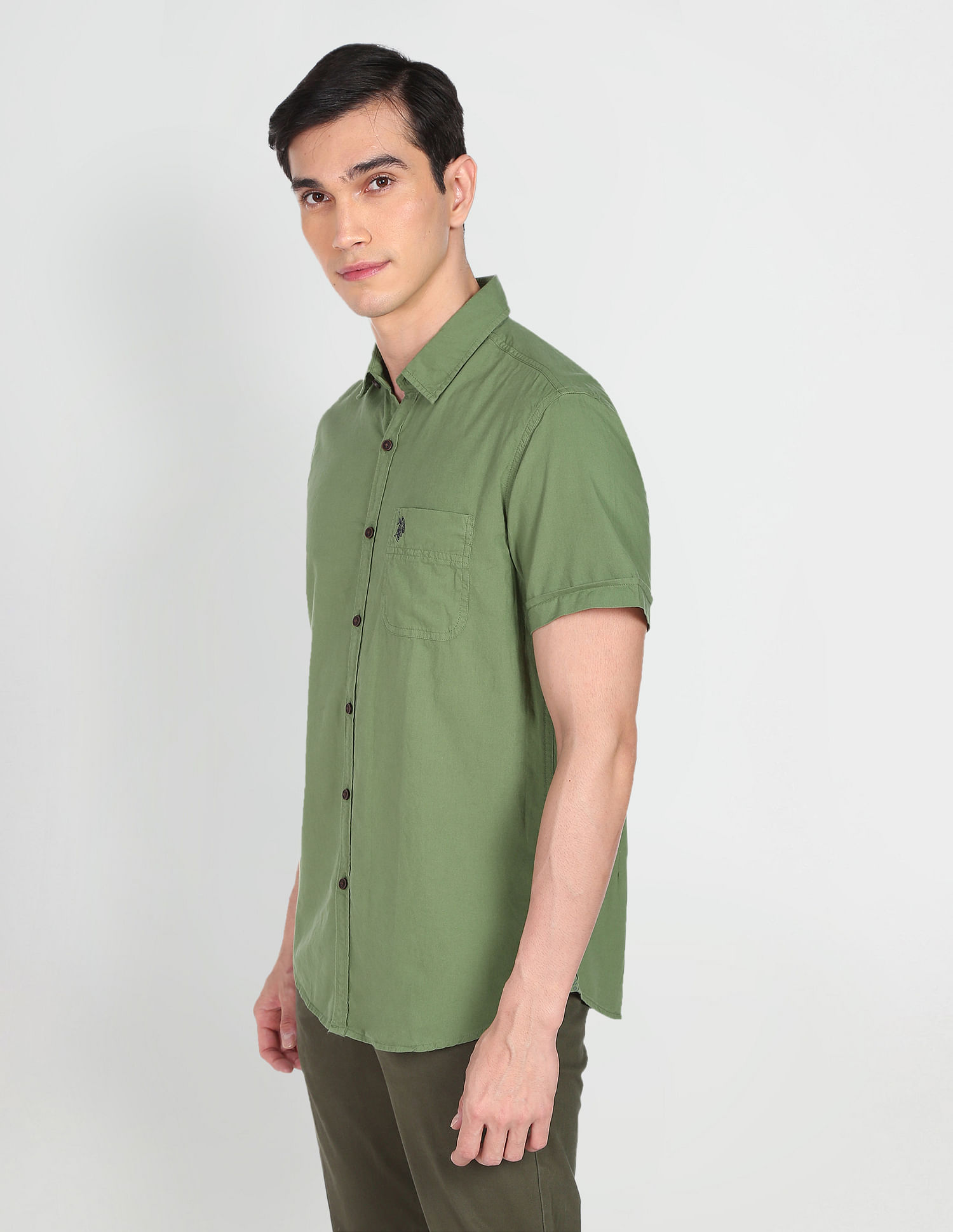 U.S. Polo Assn. Denim Co. Regular Solid Pure Cotton Casual Shirt