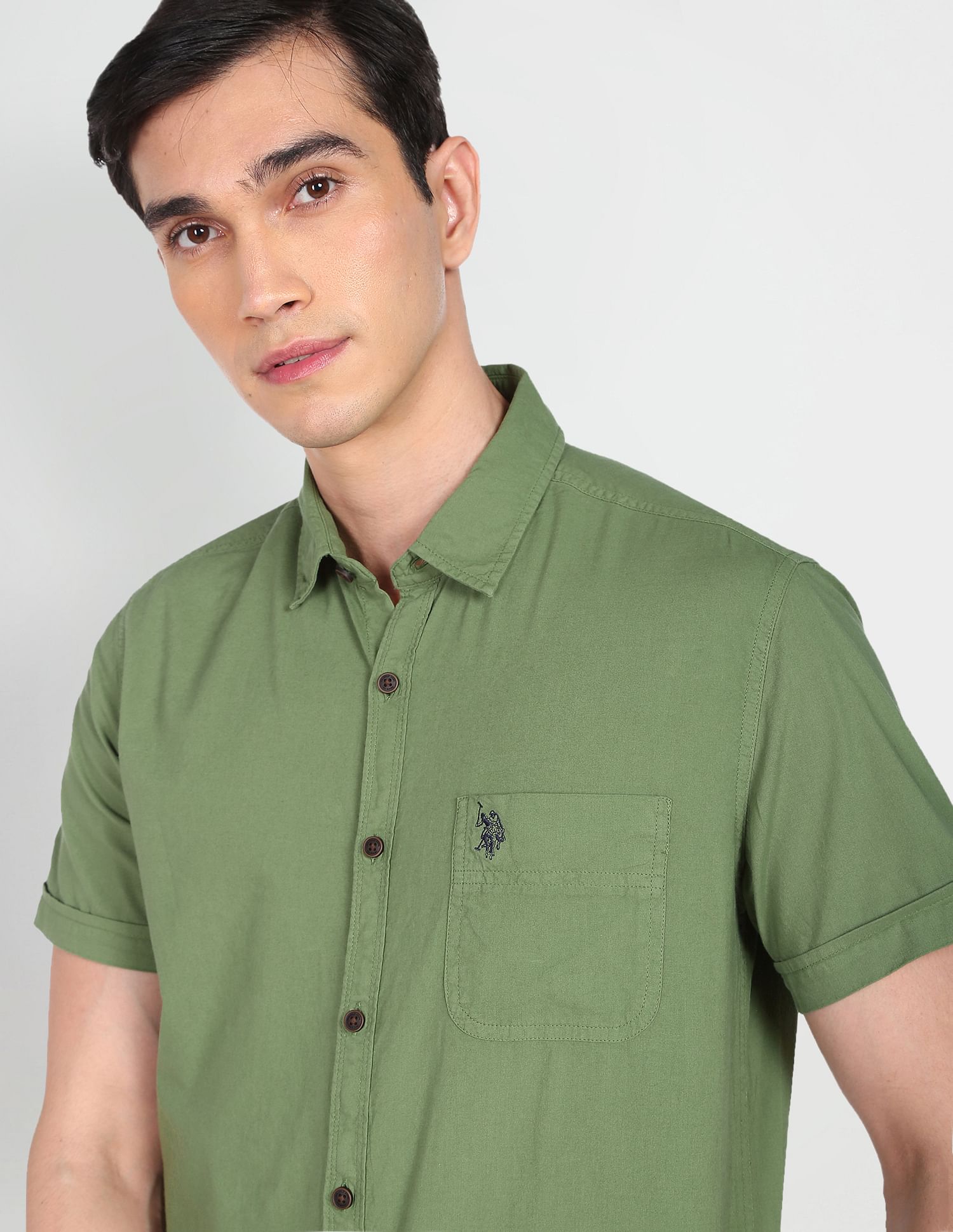 U.S. Polo Assn. Denim Co. Regular Solid Pure Cotton Casual Shirt