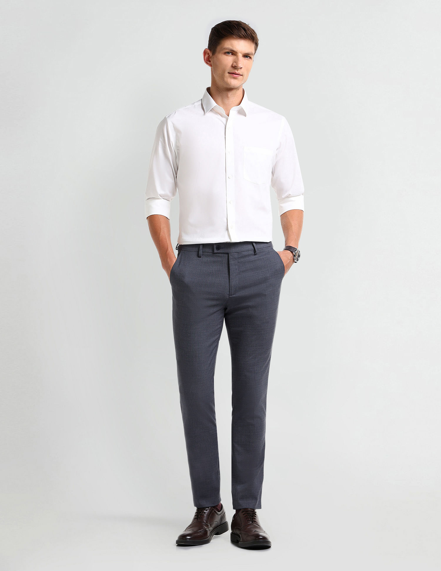 Arrow Slim Fit Checked Trousers