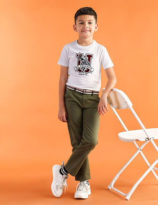 U S Polo Assn Kids Boys Solid Twill Trousers