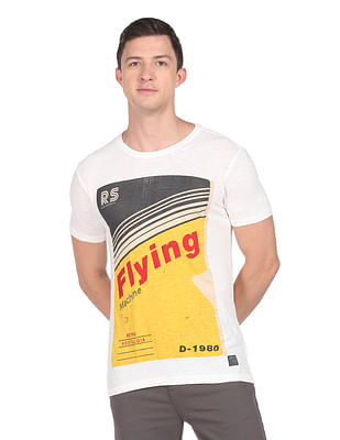 Buy Flying Machine Graphic Print Cotton T-Shirt - NNNOW.com Buy Flying Machine Graphic Print Cotton T-Shirt - NNNOW.com