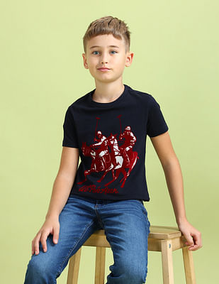 U S Polo Assn Kids Boys Brand Printed Regular Fit T-Shirt