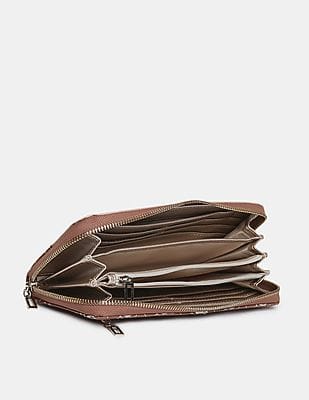 Buy GUESS Women Brown And Pink Billetera Esme SLG Large Zip Around