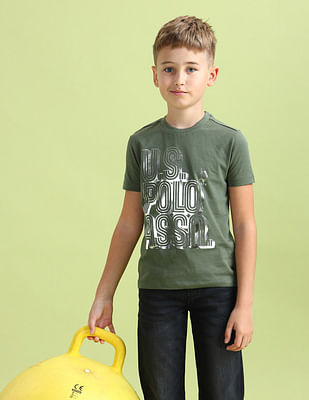 U S Polo Assn Kids Boys Brand Printed Regular Fit T-Shirt