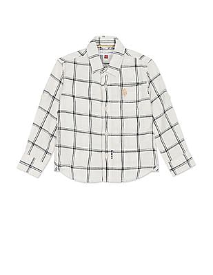 U S Polo Assn Kids Boys Herringbone Windowpane Check Shirt