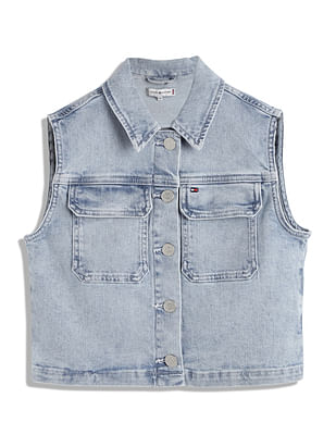 Tommy Hilfiger Kids Girls Hemp Bleached Denim Jacket