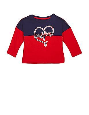 U S Polo Assn Kids Long Sleeve Colour Block T-Shirt