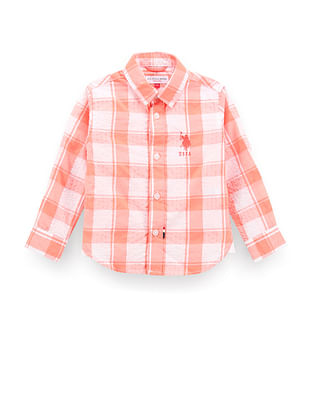 U S Polo Assn Kids Boys Check Seersucker Shirt