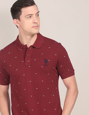 U S Polo Assn Flag Print Polo Shirt