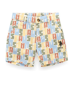 U S Polo Assn Kids Boys Typographic Print Cotton Shorts