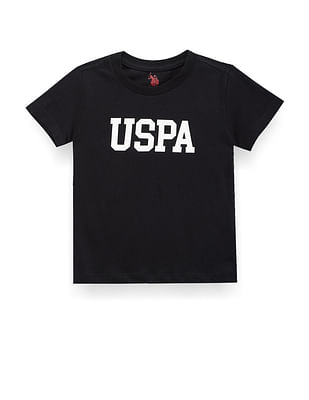 U S Polo Assn Kids Boys Crew Neck Brand Print T-Shirt