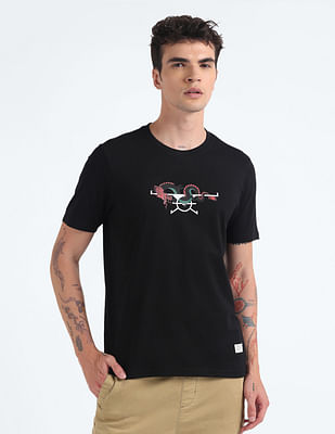 Flying Machine Dragon Logo Cotton T-Shirt