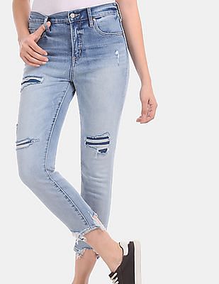 trashed jeans womens