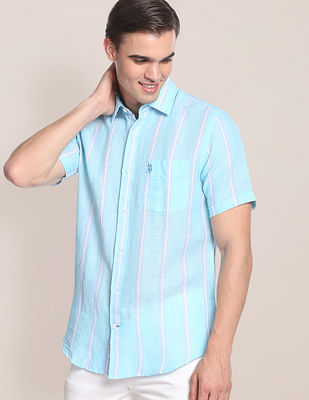 U S Polo Assn Iconic Linen Cotton Stripe Shirt