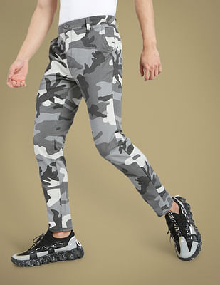 Flying Machine Slim Tapered Fit Camouflage Print Trousers